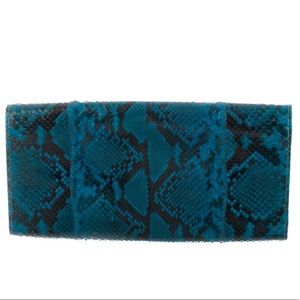 Carlos Falchi Snakeskin Clutch Black and Blue